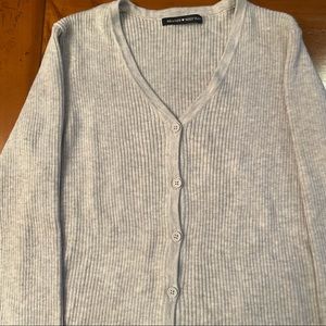 Brandy Melville long sleeved ribbed button up grey v-neck shirt